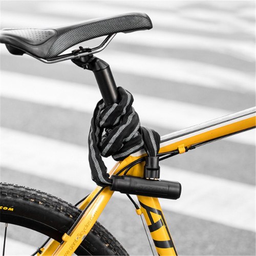 ROCKBROS Candado de bicicleta con cadena de bloqueo de bicicleta,  resistente antirrobo, 3 pies de largo, 0.197 in de grosor, cadena de  bicicleta con