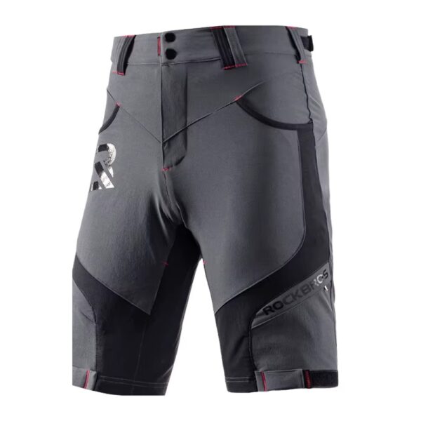 Short de ciclismo MTB Rockbros YPK020 gris visto de frente sobre fondo blanco