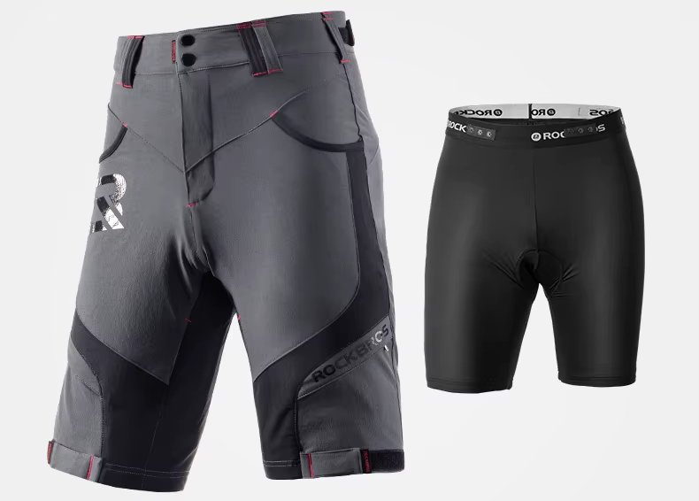 Short exterior Rockbros YPK020 y su culotte interior negro separados
