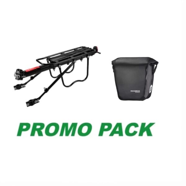 Promo pack de Parrilla para bicicleta con bolso de 10Lt