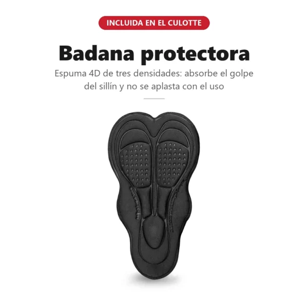 Badana protectora de espuma 4D de tres densidades, incluida en el culotte del short Rockbros YPK020