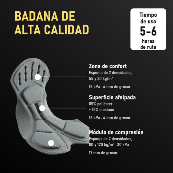 Corte de la badana del culotte Rockbros YDDK001 con sus tres capas de espuma rotuladas