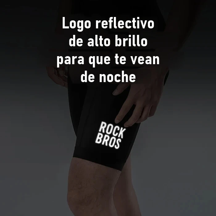 Logo reflectivo ROCKBROS del muslo del culotte YDDK001 brillando en penumbra