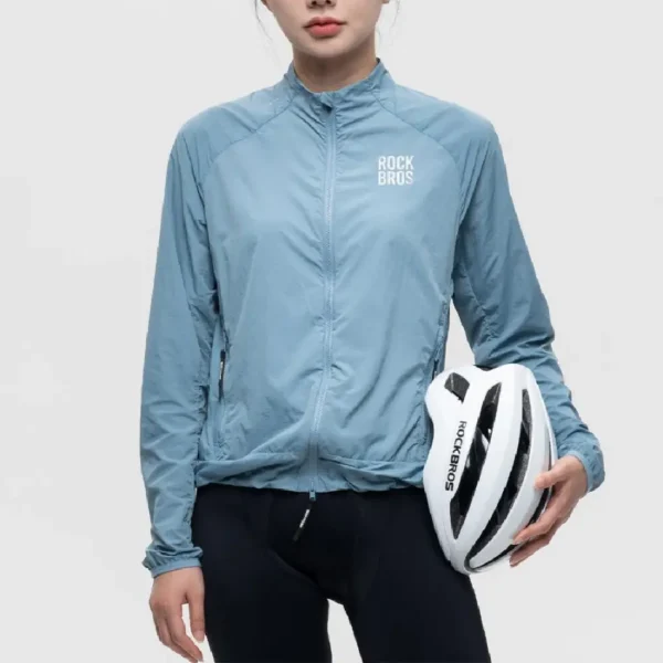 Casaca Cortavientos Ciclismo Celeste Rockbros - Imagen 2