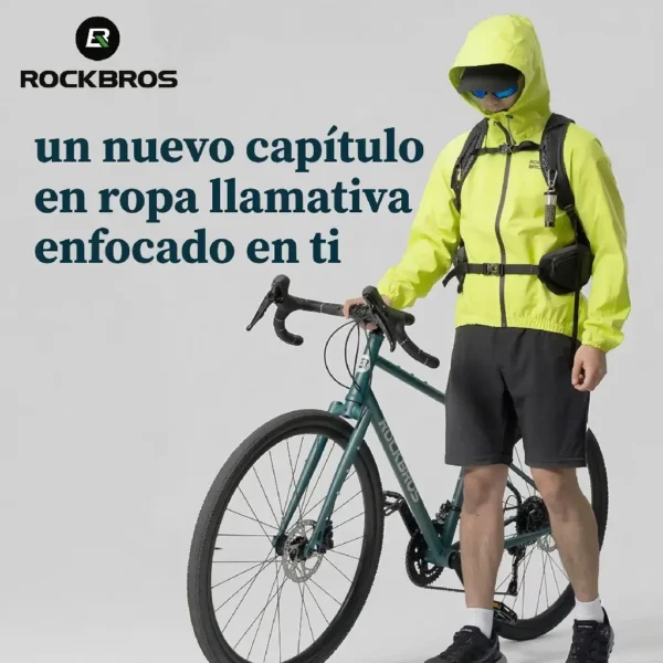 Casaca Impermeable Ciclismo Unisex Amarillo Rockbros - Imagen 3