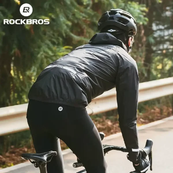 Casaca Impermeable Ciclismo Negro Rockbros - Imagen 2