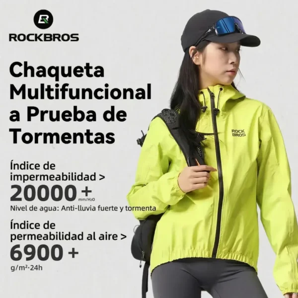 Casaca Impermeable Ciclismo Unisex Amarillo Rockbros - Imagen 2