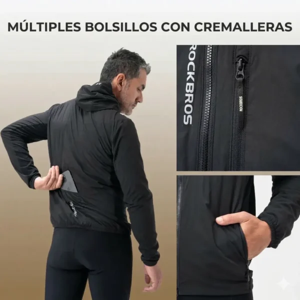 Casaca Ciclismo Aislante negro Rockbros - Imagen 2