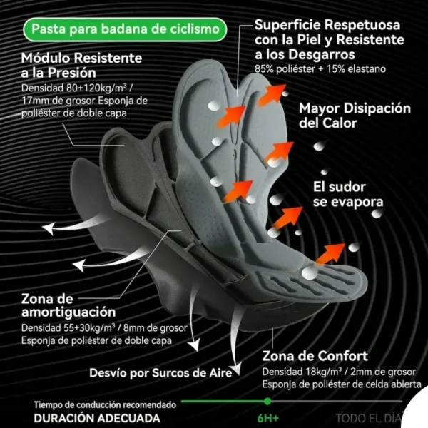 Pantalones de ciclismo para hombre transpirables y acolchados - Imagen 3
