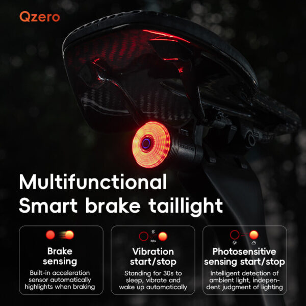 Luz Trasera Bicicleta Q0 Sensor de Freno USB-C Recargable IPX6 ROCKBROS