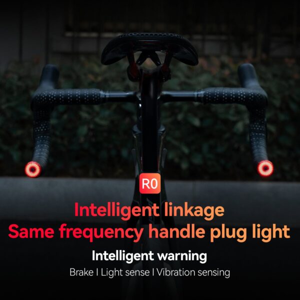 Luz Trasera R0 Sensor de Freno Tapón de Manubrio USB Inteligente ROCKBROS