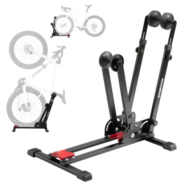 Soporte Bicicleta 2 en 1 Plegable Vertical Acero al Carbono 24-27.5 Pulgadas ROCKBROS