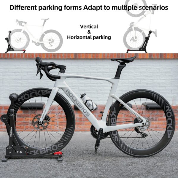 Soporte Bicicleta 2 en 1 Plegable Vertical Acero al Carbono 24-27.5 Pulgadas ROCKBROS