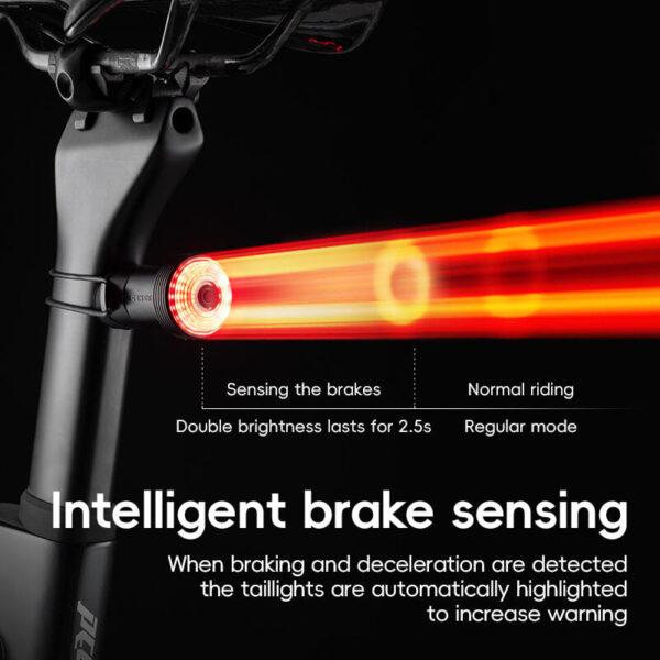 Luz Trasera Bicicleta Q0 Sensor de Freno USB-C Recargable IPX6 ROCKBROS