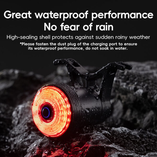 Luz Trasera Bicicleta Q0 Sensor de Freno USB-C Recargable IPX6 ROCKBROS