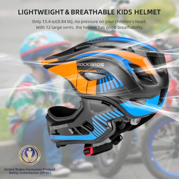 Casco Integral Bicicleta Niños Mentonera Desmontable 3-16 Años ROCKBROS