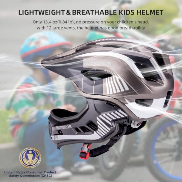 Casco Integral Bicicleta Niños Mentonera Desmontable 3-16 Años ROCKBROS