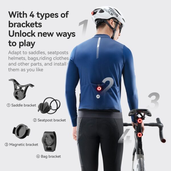 Luz Trasera R0 Sensor de Freno Tapón de Manubrio USB Inteligente ROCKBROS