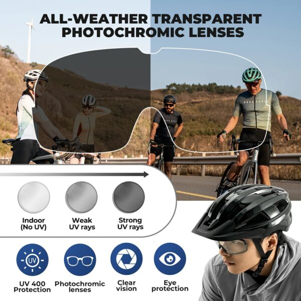 Casco Bicicleta con Visera Fotocromática y Luz Trasera Recargable USB ROCKBROS