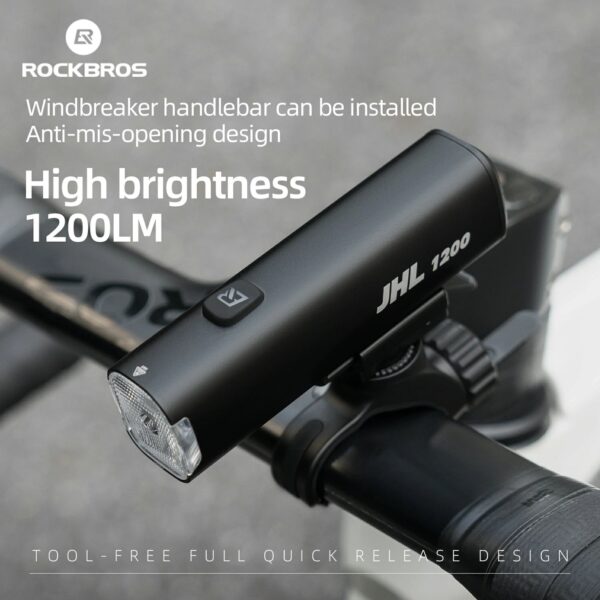 Luz Delantera Bicicleta JHL 1200 Lúmenes USB-C Recargable ROCKBROS