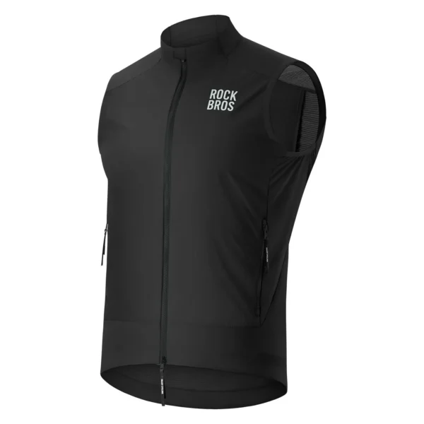 Chaleco cortaviento de ciclismo Rockbros BL3700 negro, vista de frente