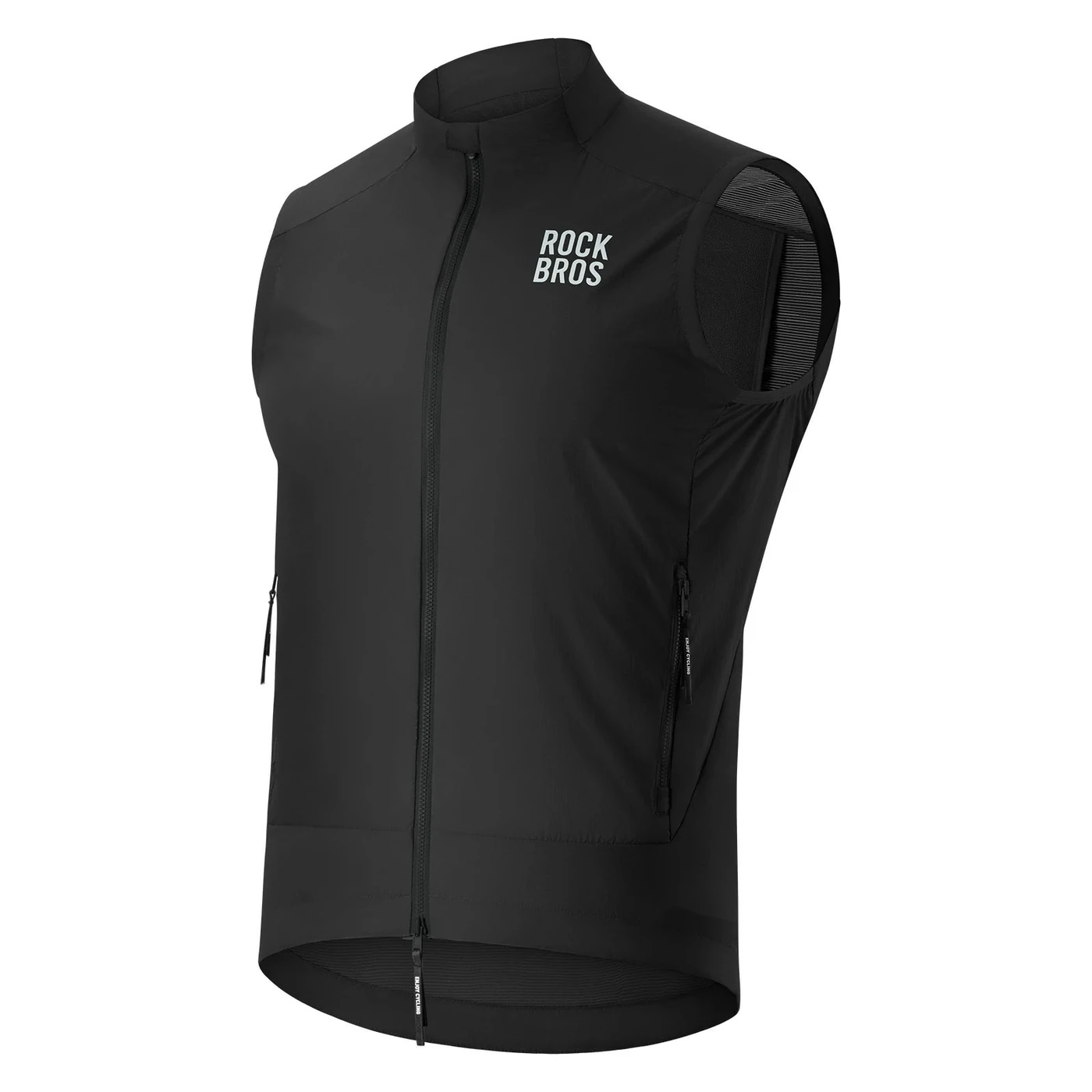 Chaleco cortaviento de ciclismo Rockbros BL3700 negro, vista de frente