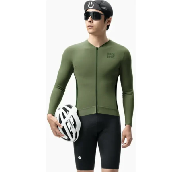 Jersey ciclismo manga larga verde Rockbros - Imagen 2