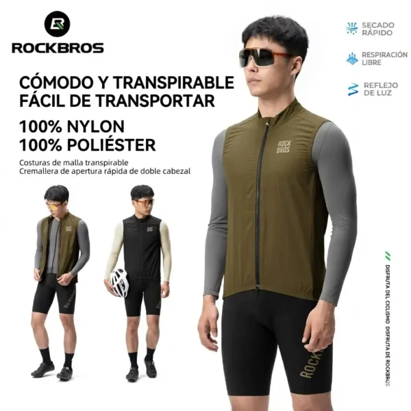 Chaleco de ciclismo cortaviento Rockbros - Imagen 4