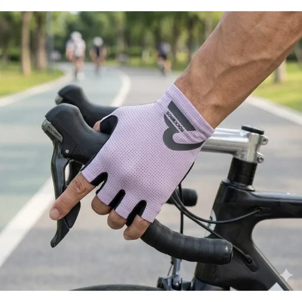 Guantes Ciclismo Medio Dedo Gel Lila Rockbros 5401 - foto 2