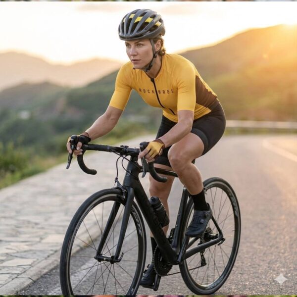 Jersey de ciclismo mujer manga corta amarillo Rockbros - Imagen 3