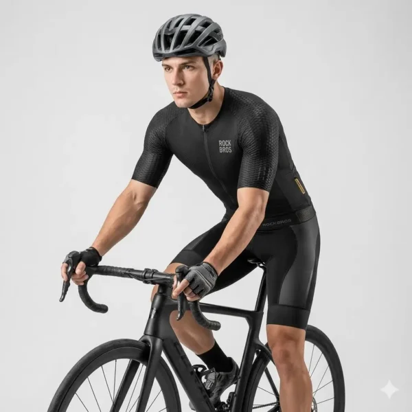 Jersey ciclismo manga corta negro Rockbros - Imagen 4