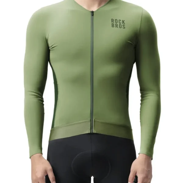 Jersey ciclismo manga larga verde Rockbros - Imagen 3