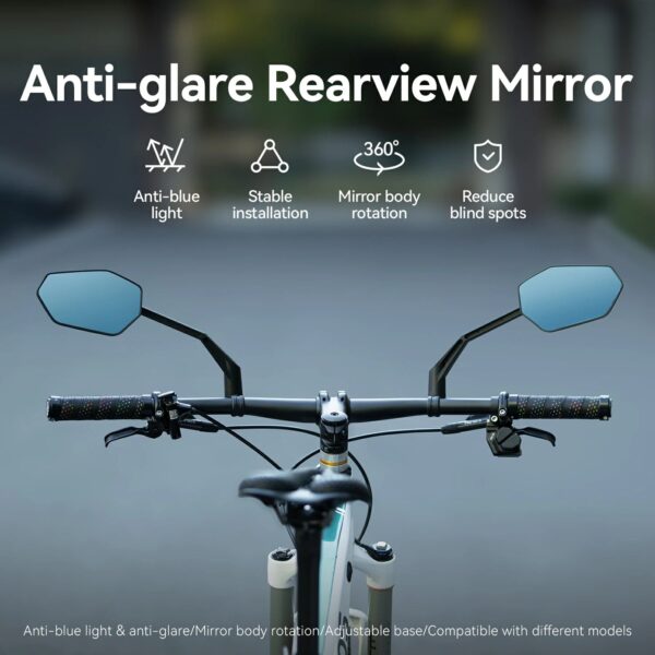 Espejo Retrovisor Bicicleta Manubrio Ajustable Vidrio Antirreflejos ROCKBROS