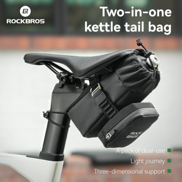 Bolso de Sillín 2 en 1 con Portabotellas Integrado para Bicicleta ROCKBROS