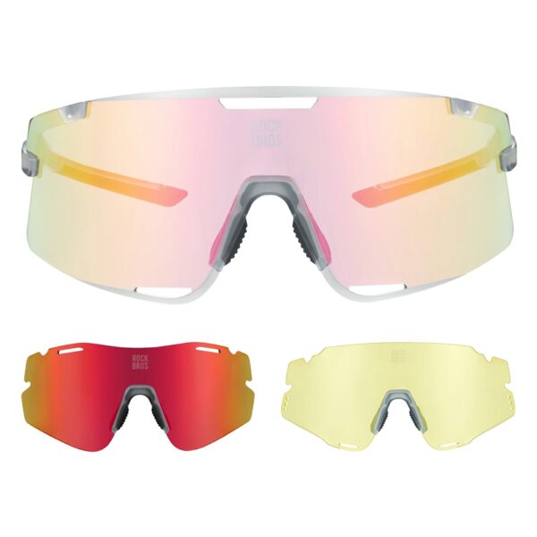Lentes Rockbros BOUNDLESS negro con cristal polarizado rojo y cristal amarillo