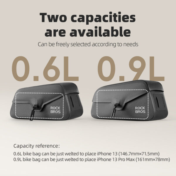 Bolso de Marco Tubo Superior Magnético 100% Impermeable 0.6L-0.9L ROCKBROS