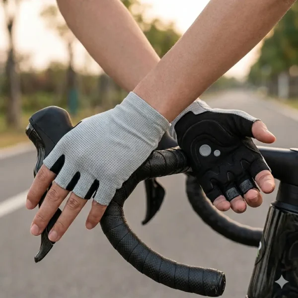 Guantes Ciclismo Medio Dedo Gel Verde Claro Rockbros 5401 - foto 2