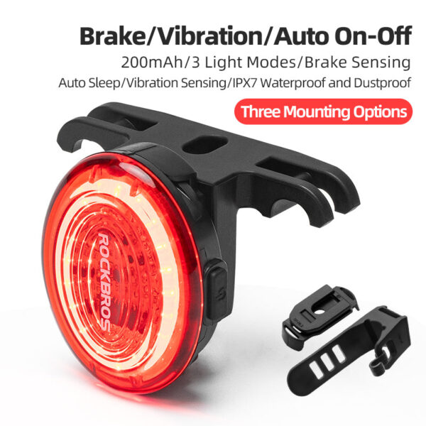 Luz Trasera Bicicleta Inteligente Sensor de Freno IPX7 ROCKBROS