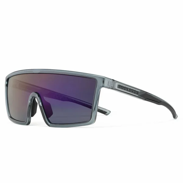 Lentes Rockbros SP2800 tornasolados vistos de frente, reflejo violeta en la luna