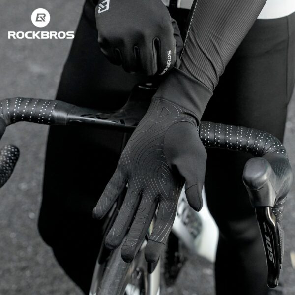 Guantes Ciclismo Invierno Cortaviento Pantalla Táctil Antideslizante Forro Polar ROCKBROS