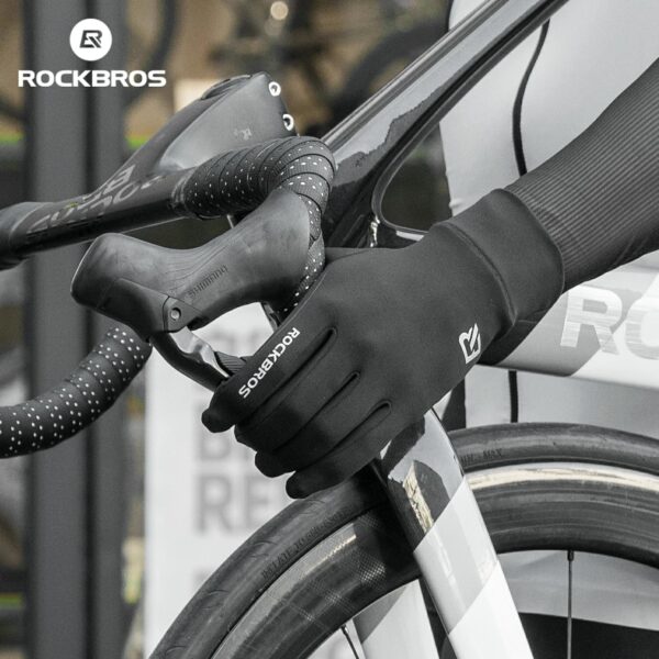 Guantes Ciclismo Invierno Cortaviento Pantalla Táctil Antideslizante Forro Polar ROCKBROS
