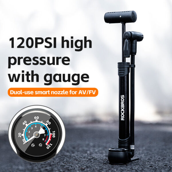 Inflador de Pie para Bicicleta 120 PSI Rockbros JG-6001 ROCKBROS