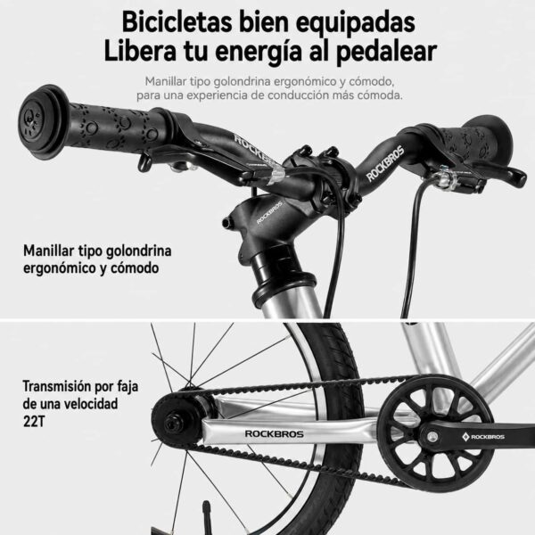 Bicicleta para Niños Darwin III Aro 20 Plateado Rockbros - Imagen 5