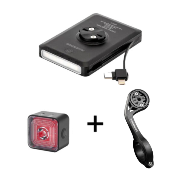 Pack Luces Delantera + Trasera + Soporte de Manubrio Rockbros