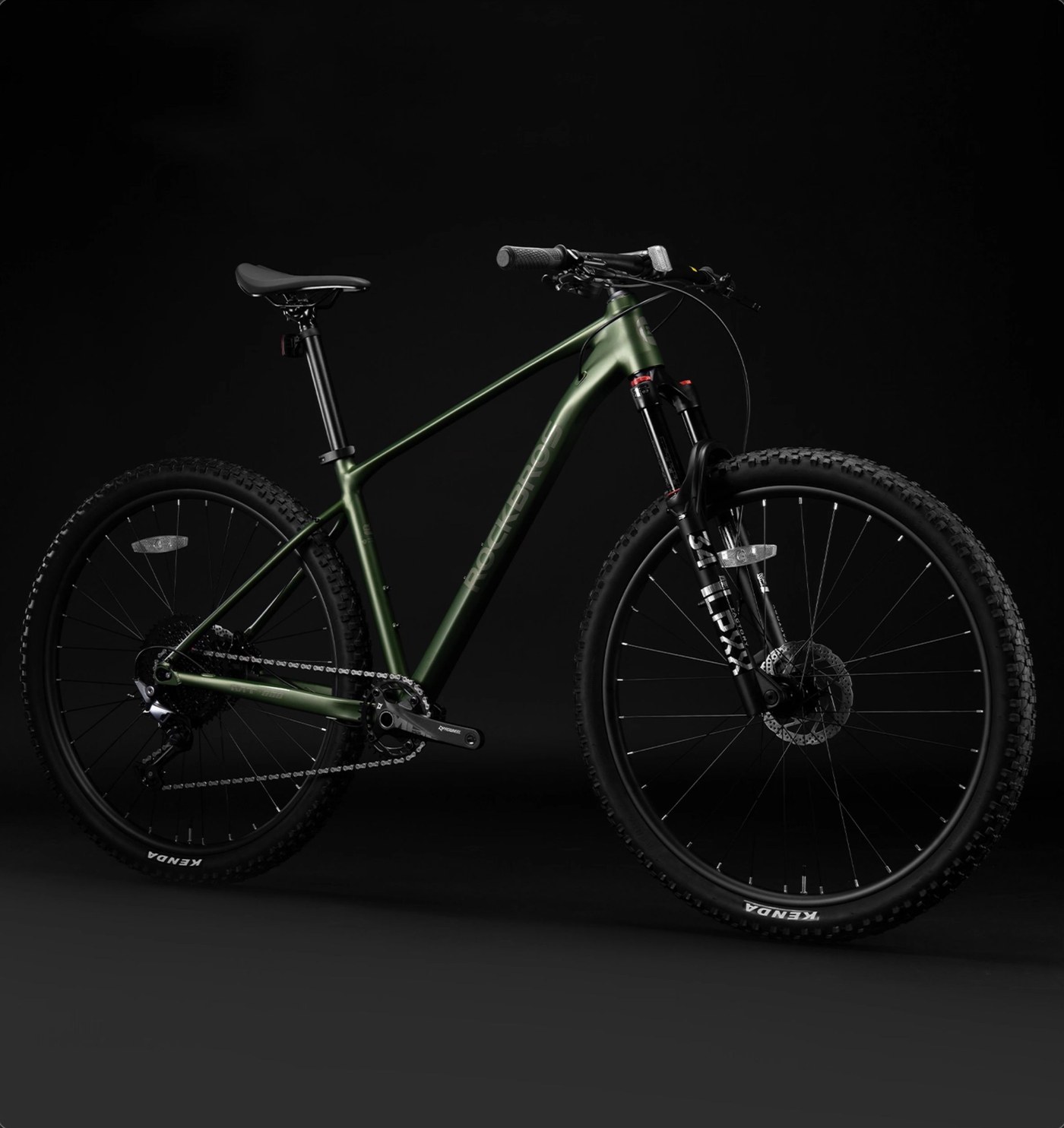 Bicicleta de montaña ROCKBROS MT600 aro 29 verde, vista en tres cuartos