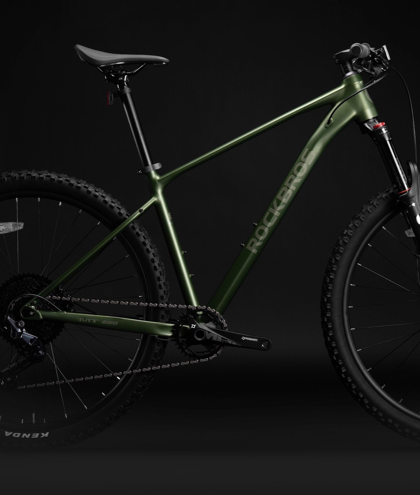 Bicicleta de montaña ROCKBROS MT600 aro 29 verde, vista de perfil