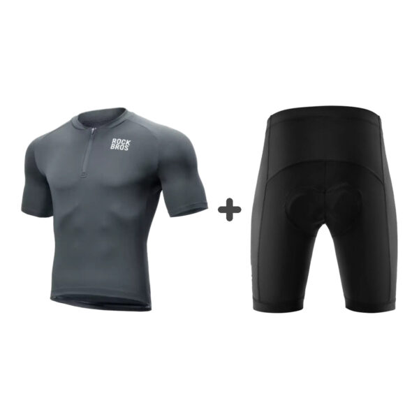 Conjunto de Ciclismo Rockbros Jersey Gris BT700 con Culotte YDDK001