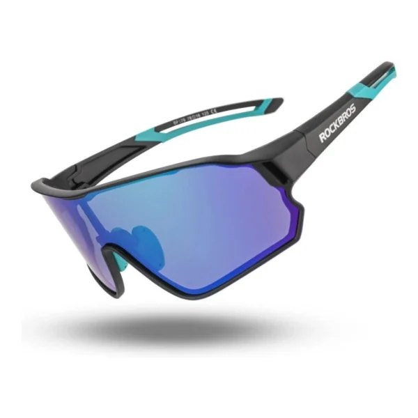Lentes polarizados Rockbros 10140 negro con turquesa y luna azul espejada