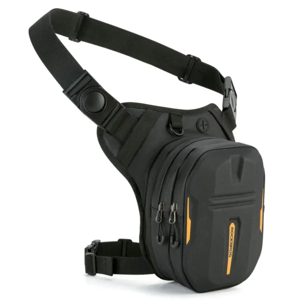 Bolso de pierna para moto Rockbros BM-1900 negro con detalles amarillos