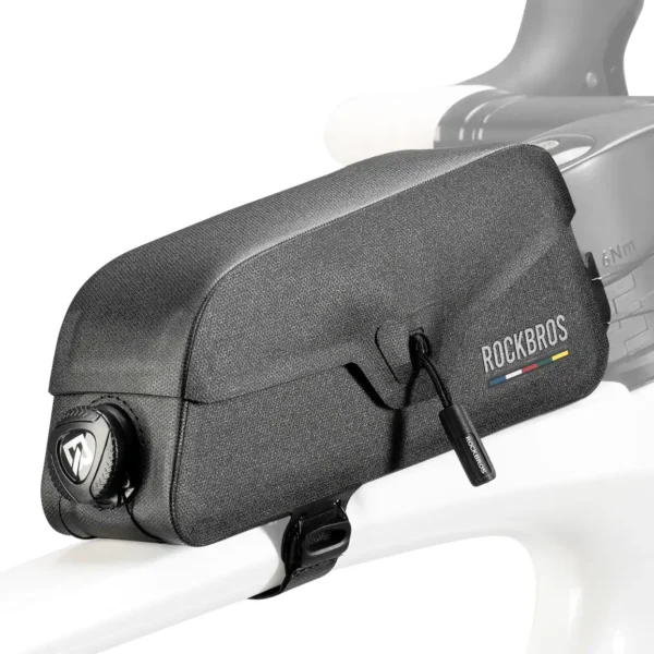 Bolso Rockbros BP2300 en el cuadro con su perilla de ajuste